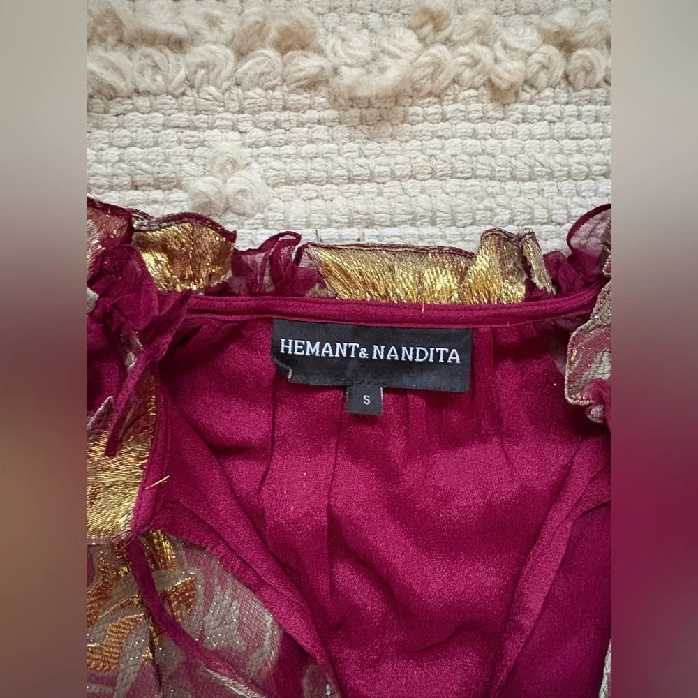 Hemant & Nandita floral shimmer dress size S - Picture 5 of 16